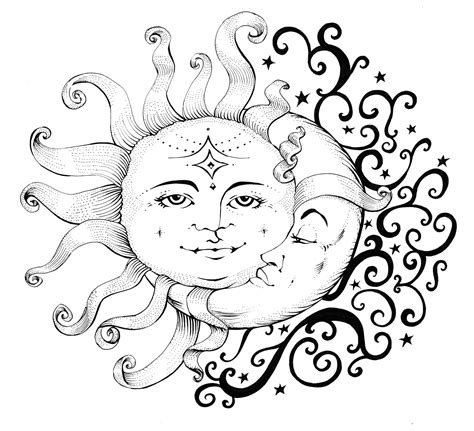 Celestial Sun And Moon Drawing at PaintingValley.com | Explore collection of Celestial Sun And ...