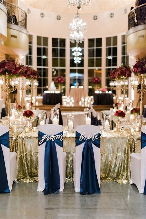 Wedding Chair Sashes - ELLEDecor.com #ChairWedding | Navy blue wedding decorations, Blue wedding ...