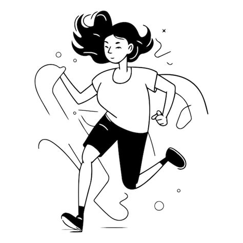 Premium Vector | Running woman Healthy lifestyle in line art style