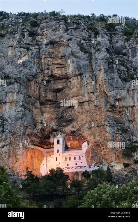 cave Ostrog Monastery night view, Montenegro Stock Photo - Alamy