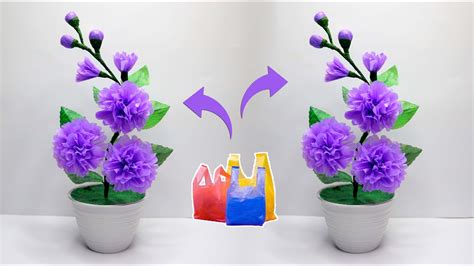 Cara membuat Bunga yang Sangat Mudah dari Kantong Plastik Kresek | Plastic Shopping bag flowers ...