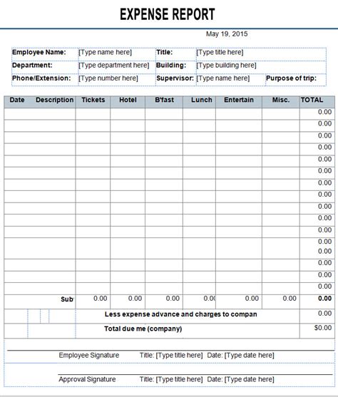 Expense Report Form Excel ~ Excel Templates