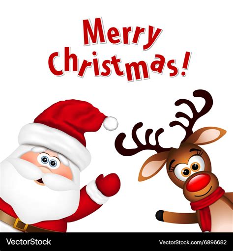 Funny santa and reindeer Royalty Free Vector Image