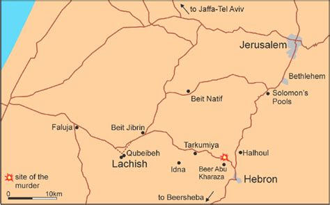 Fig. . Map of the area in , showing the location of Lachish, Beit ...