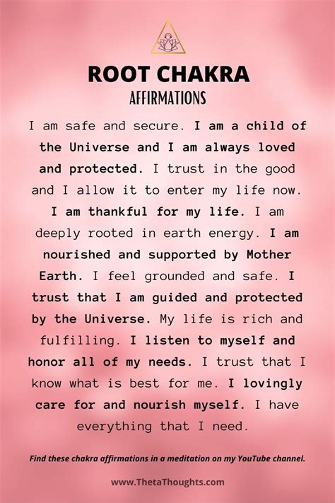 Root Chakra Affirmations | Chakra affirmations, Healing affirmations ...