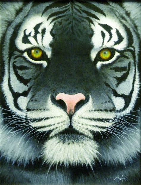 WHITE BENGAL TIGER / Original Canvas Painting - By Andy Habib | Bengal ...