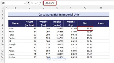 How to Calculate BMI with Formula in Excel: 3 Methods - ExcelDemy