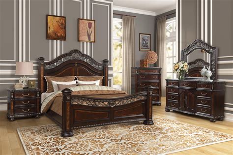 Transitional Durable 4pc Queen Size Master Bedroom Set Bed Dresser ...