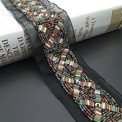 2Yards 6cm National Style Colorful Beading Trims Beaded Ribbon For ...