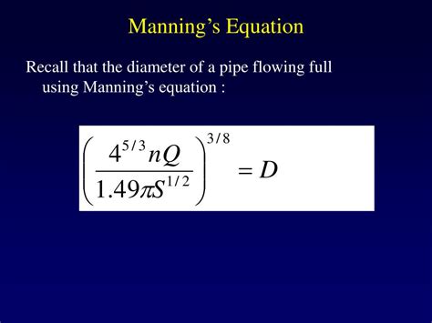 PPT - Module 3d: Flow in Pipes Manning’s Equation PowerPoint Presentation - ID:6601890