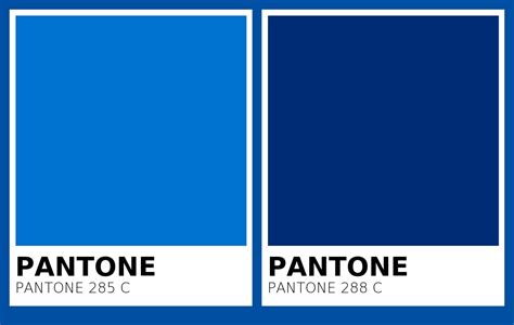 Color PANTONE 285 C vs PANTONE 288 C Side By Side