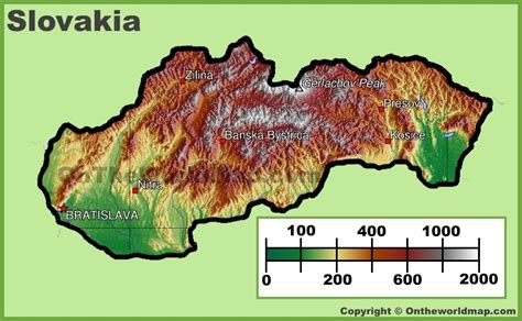 Slovakia physical map - Ontheworldmap.com