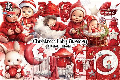 Christmas Baby Nursery Clipart PNG Graphic by COW.design · Creative Fabrica
