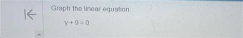 Solved Graph the linear equation y+9=0 | Chegg.com