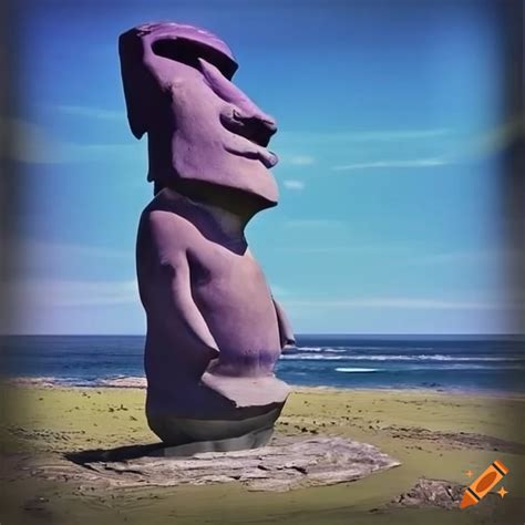 Purple moai sculpture