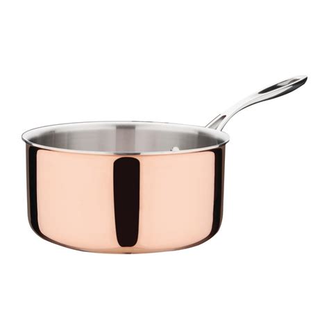 Vogue Induction Tri-Wall Copper Saucepan - 200x100mm - FS667 - Buy Online at Nisbets