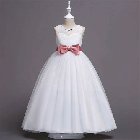 New Fashion Flower Girls Dresses Junior Children White Lace Sleeveless ...