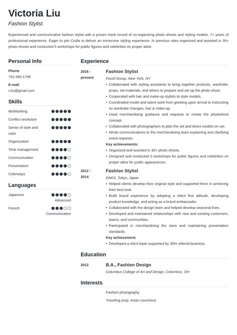 Fashion Stylist Resume: Examples & Writing Guide [20+ Tips]