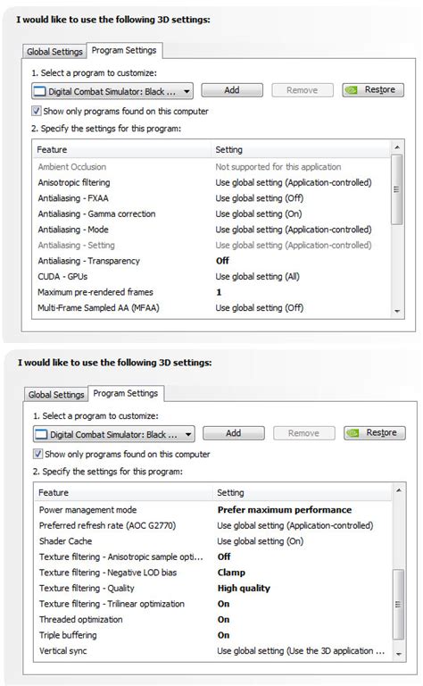 Recommended NVIDIA and game graphics settings? - SimHQ Forums