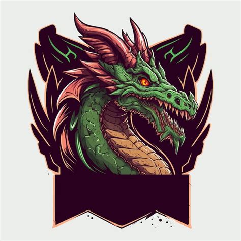 Premium Vector | Green dragon with red eyes, esports mascot, gaming logo template, illustration