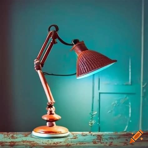 Retro desk lamp in a shabby room on Craiyon
