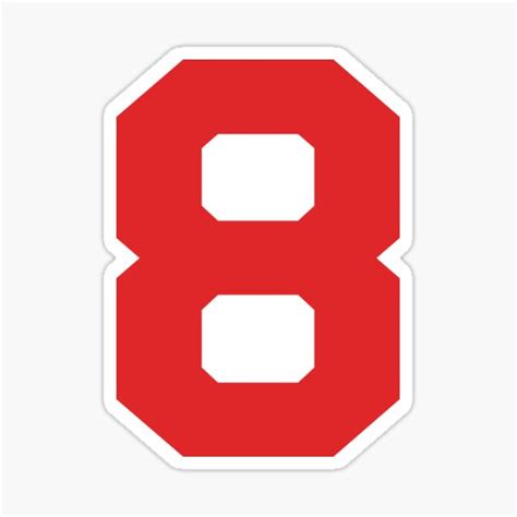 "Number 8, Red eight, Sports number 8" Sticker by TheCultStuff | Redbubble