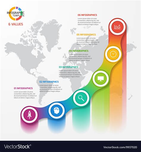 Line graph infographic template 6 values Vector Image