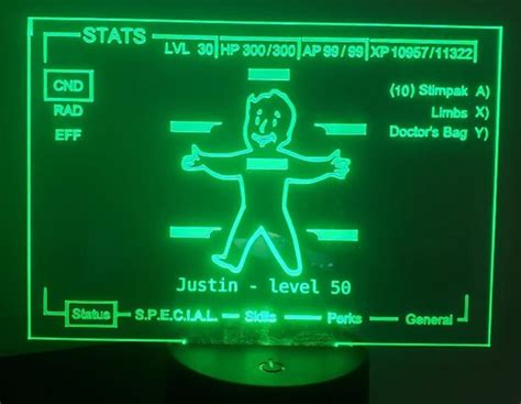 Fallout Pipboy Stat Screen. Customizable, LED Acrylic Light, Fallout Light, Pipboy, Video Game ...