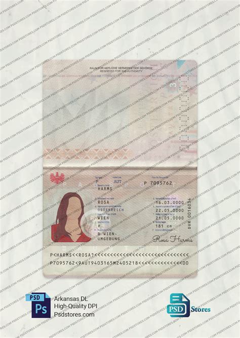 Austria Passport Template - PSD Stores