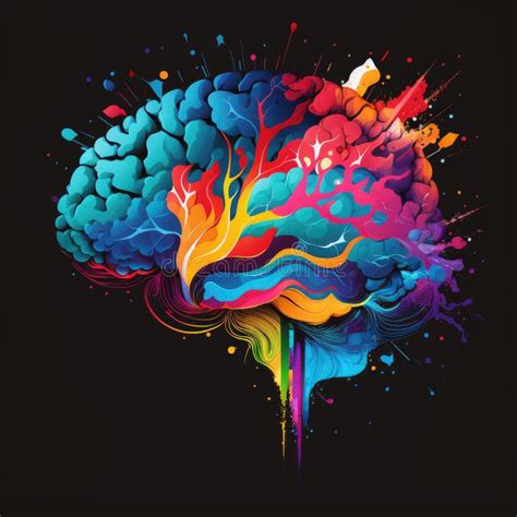 Creative Colorful Abstract Human Brain on a Dark Background. Knowledge Concept. Generative AI ...