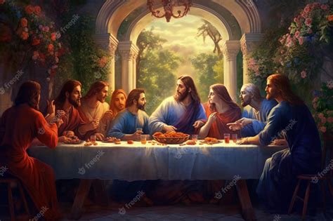 Premium Photo | The last supper is a painting of jesus