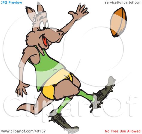 Clipart Illustration of a Kangaroo Playing Rugby Football by Dennis ...