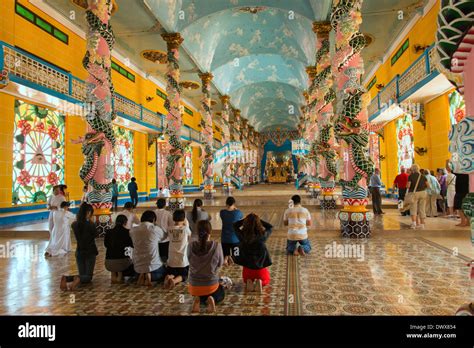 Interior of the Cao Dai Great Temple (or Holy See), Tay Ninh Stock ...