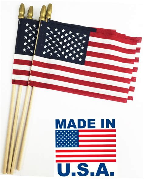 Small American Flags 4x6 Set Proudly Made In USA Top Quality Stick Flag ...