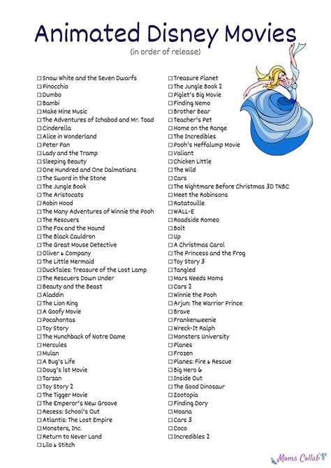 Free Disney Movies List of 400+ Films on Printable Checklists