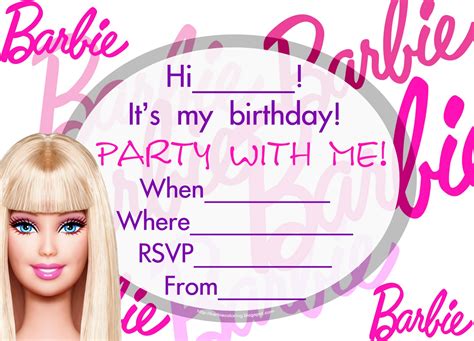 40th Birthday Ideas: Birthday Invitation Barbie Template