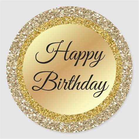 happy birthday,gold luxury background,custom classic round sticker | Zazzle | Happy birthday ...