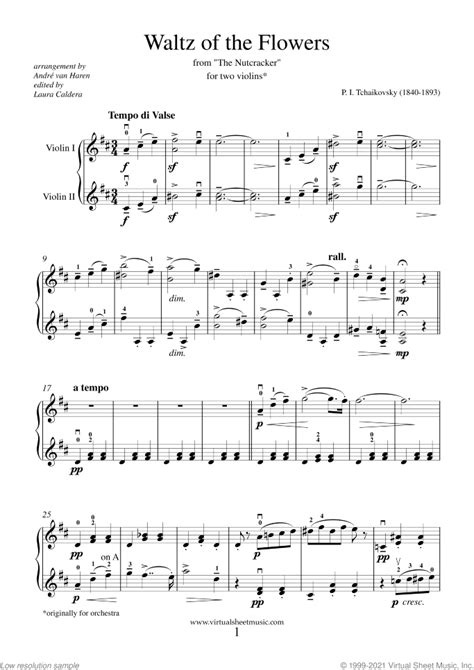 Waltz of the Flowers sheet music for two violins (PDF)