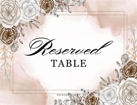 Free Printable Reserved Table Signs For Wedding | Brokeasshome.com