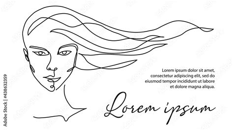 Woman hair one line art. Hairdressers, signboard, banner, shop sign design. Girl, woman,female ...