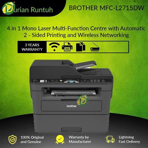 Brother MFC-L2715DW 4 in 1 Laser Printer Duplex Network WIfi Direct Replace MFC-L2700dw | Shopee ...