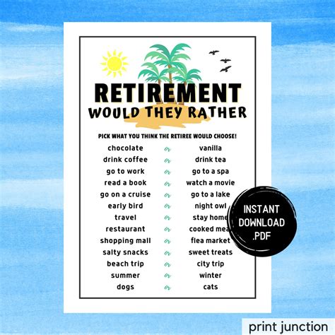 Retirement Party Games, Retirement Would They Rather Game, Fun ...