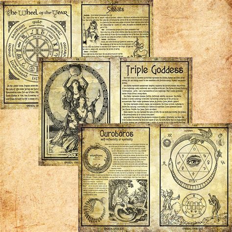 3 Pages Set Digital Printable Grimoire Book of Shadows Witches