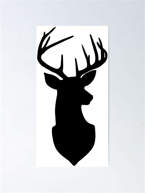 "Buck Trophy Deer Silhouette in Black and White" Poster for Sale by ...