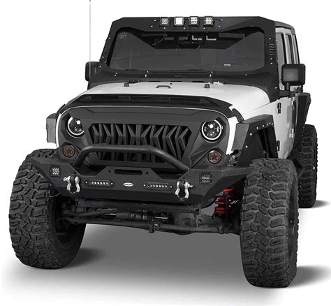 Jeep Wrangler Front Winch Bumper with LED Lights (07-18 Jeep Wrangler JK) - Free Shipping