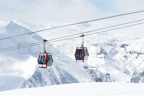 The gondola lift to the ski resort | Stock image | Colourbox