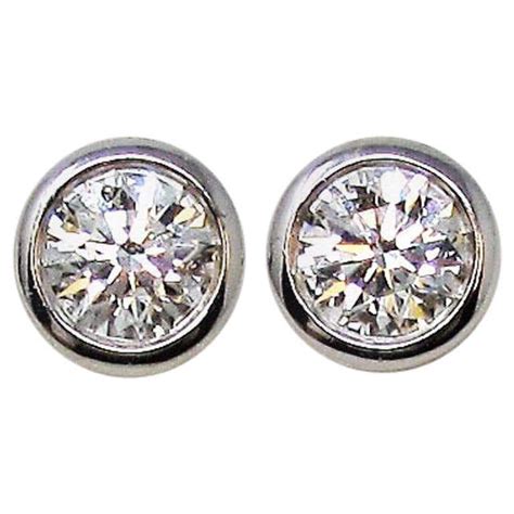 Tiffany and Co. Elsa Peretti Diamonds by the Yard Diamond Platinum Stud Earrings at 1stDibs ...