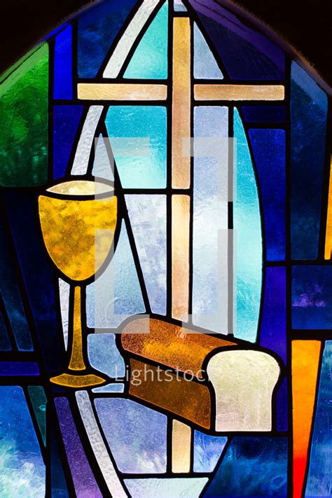 Stained glass window depicting communion — Photo — Lightstock