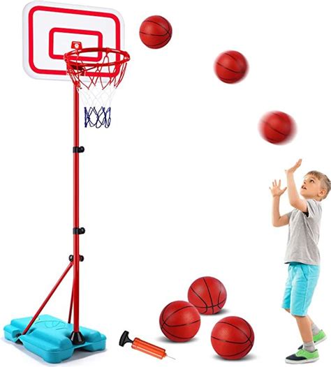 Kids Basketball Hoop - Toddler Basketball Hoop Outdoor Indoor with 3 Balls Adjustable Height 2 ...