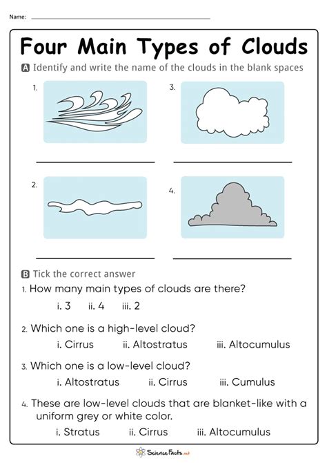 Types Of Clouds For Kids Printables